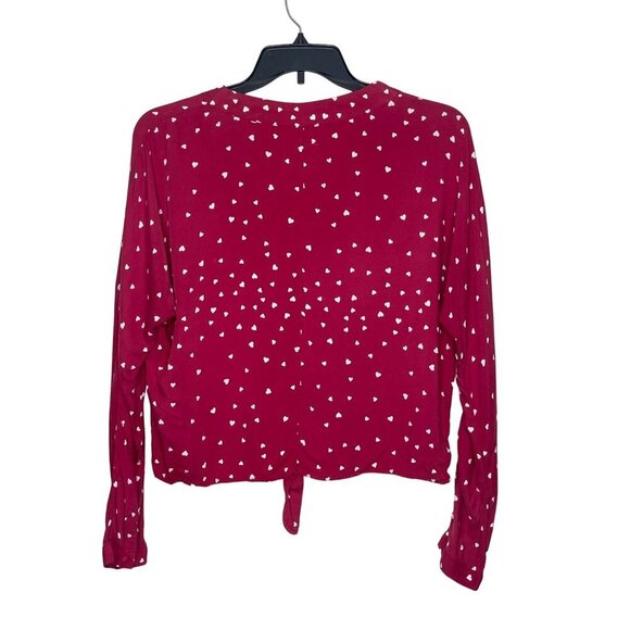 Rails Sloane Scarlet Amour Women's Medium Heart Print‎ Button-Up Tie-Front Top - Picture 6 of 10